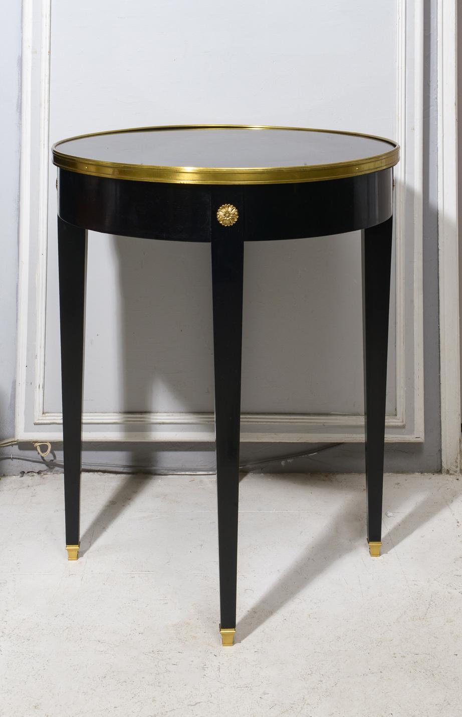 Brass Pair of Vintage French Ebonized Bouillote Tables For Sale