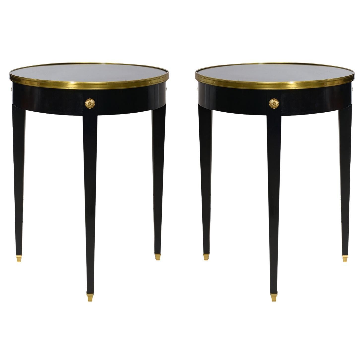 Pair of Vintage French Ebonized Bouillote Tables For Sale