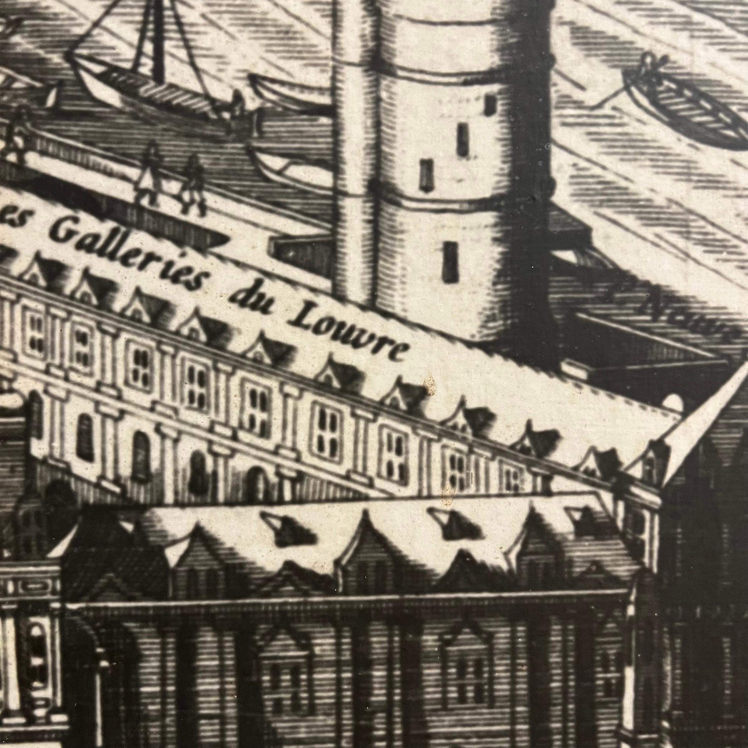 Paire de paravents français vintage représentant une carte de Paris du 18ème siècle 12