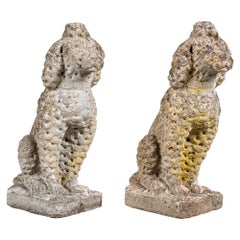 Pair of Vintage French Garden Stone Poodles
