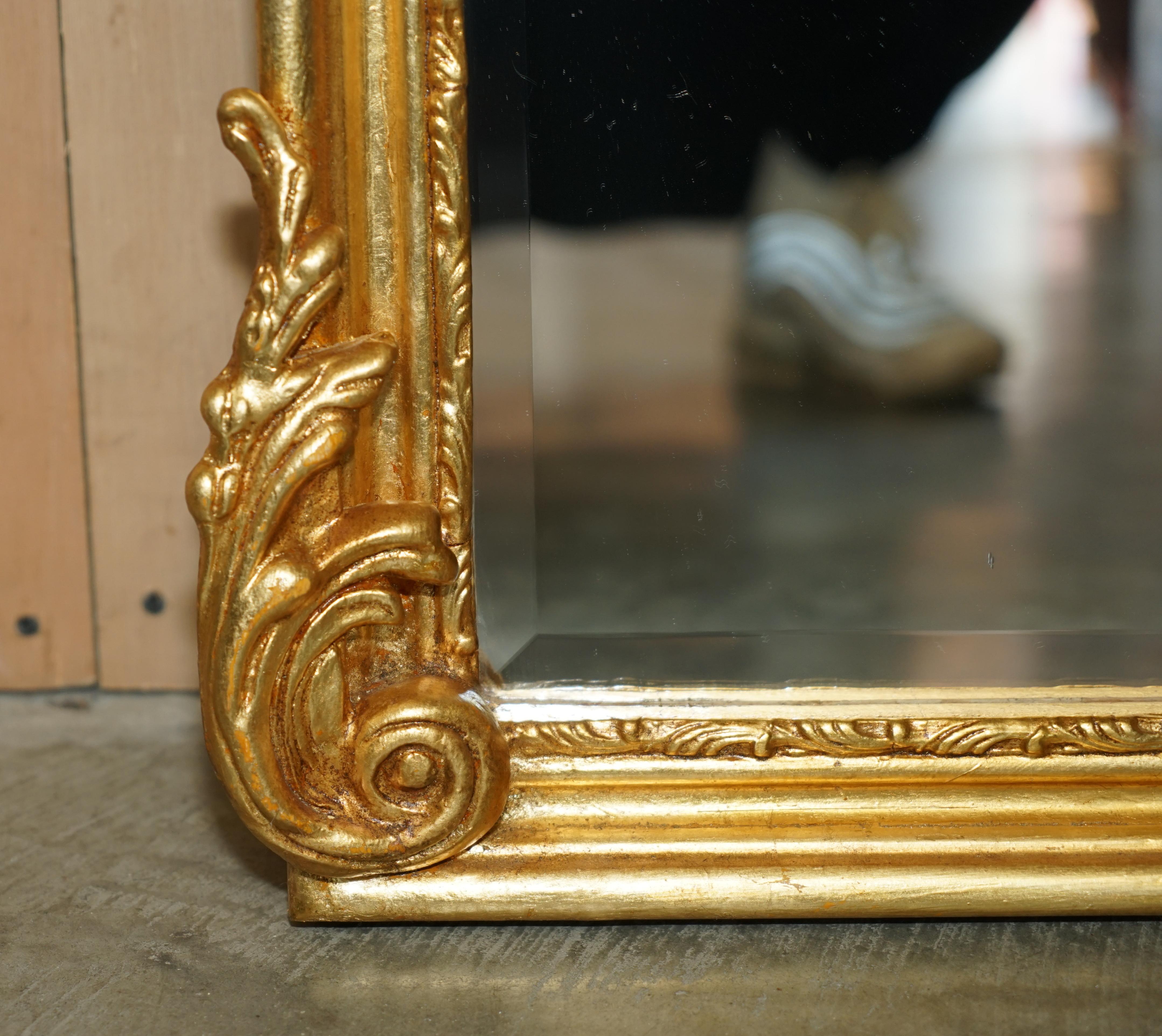 Pair of Vintage French Gold Giltwood Neoclassical Style Full Length Wall Mirrors 4