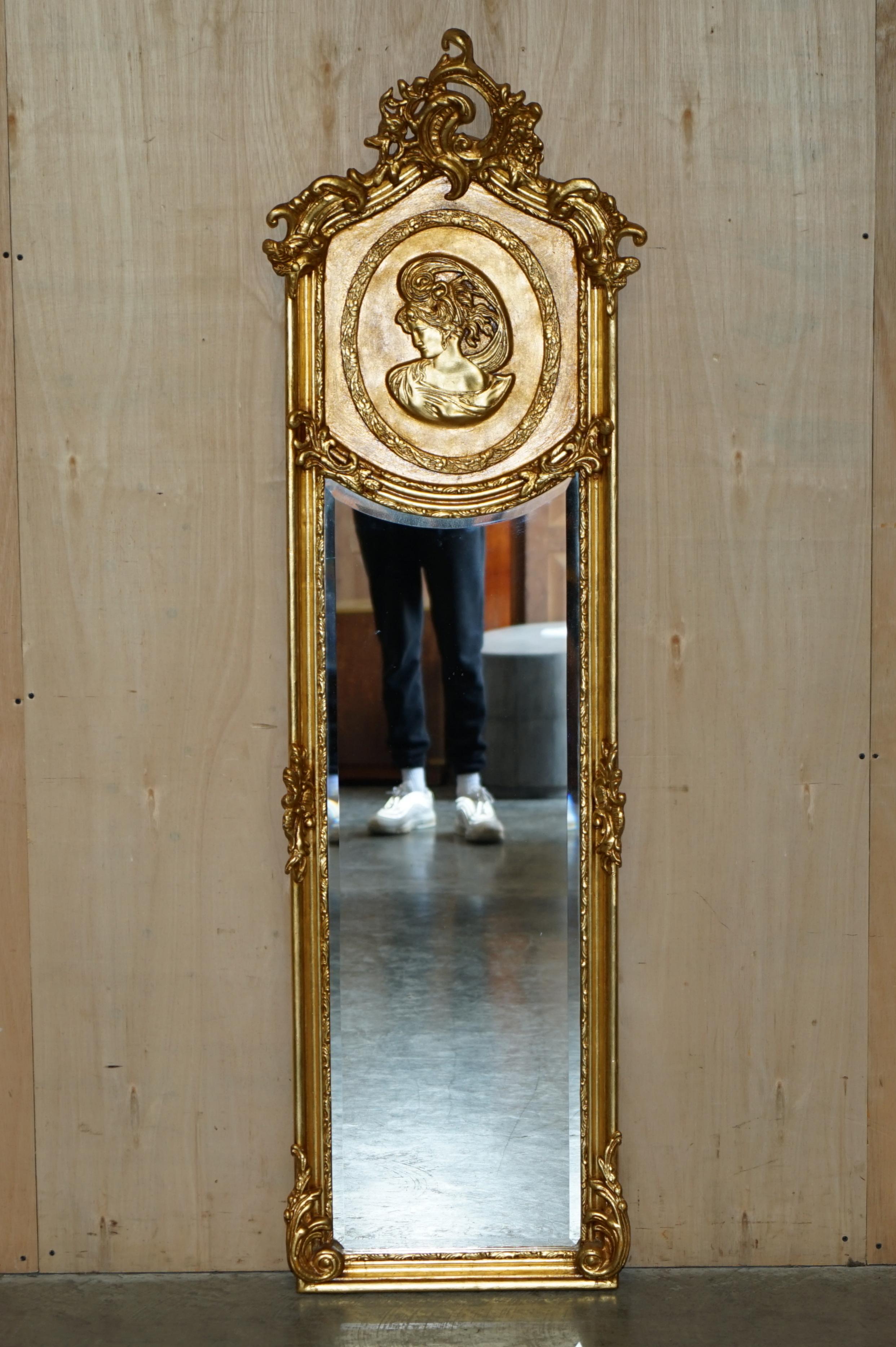 Pair of Vintage French Gold Giltwood Neoclassical Style Full Length Wall Mirrors 6