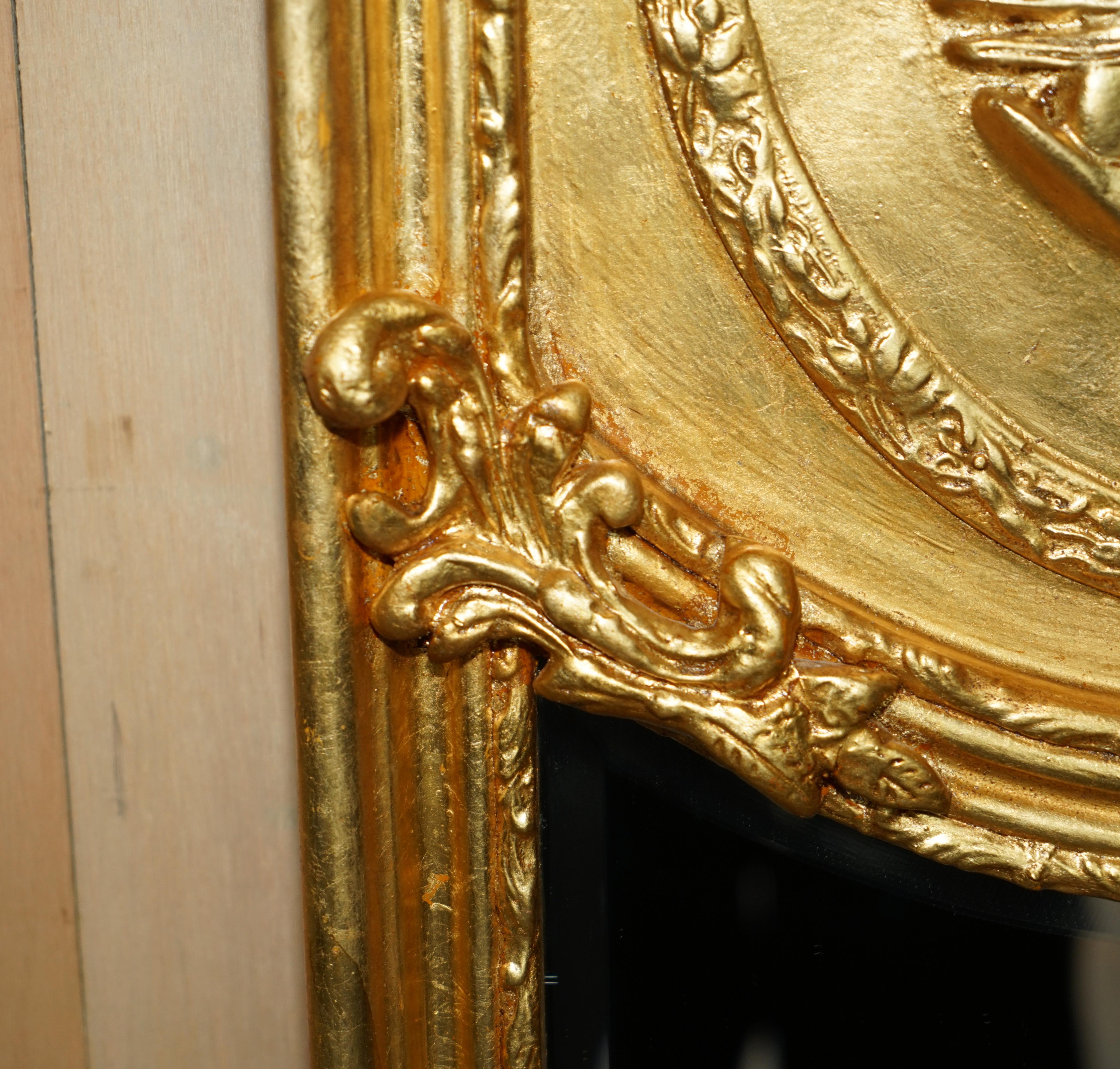 Pair of Vintage French Gold Giltwood Neoclassical Style Full Length Wall Mirrors 1