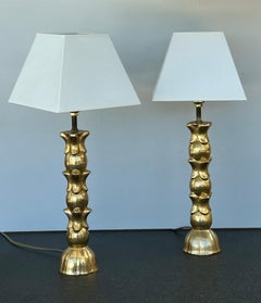 Pair of vintage French lamps in gilded bronze – 1980s/90s