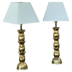 Pair of vintage French lamps in gilded bronze – 1980s/90s