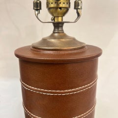 Pair of Vintage French Leather Lamps