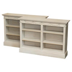 PAIR OF VINTAGE FRENCH LIMED OAK OPEN LIBRARY BOOKCASES HEIGHT ADJUSTABLE SHELFs