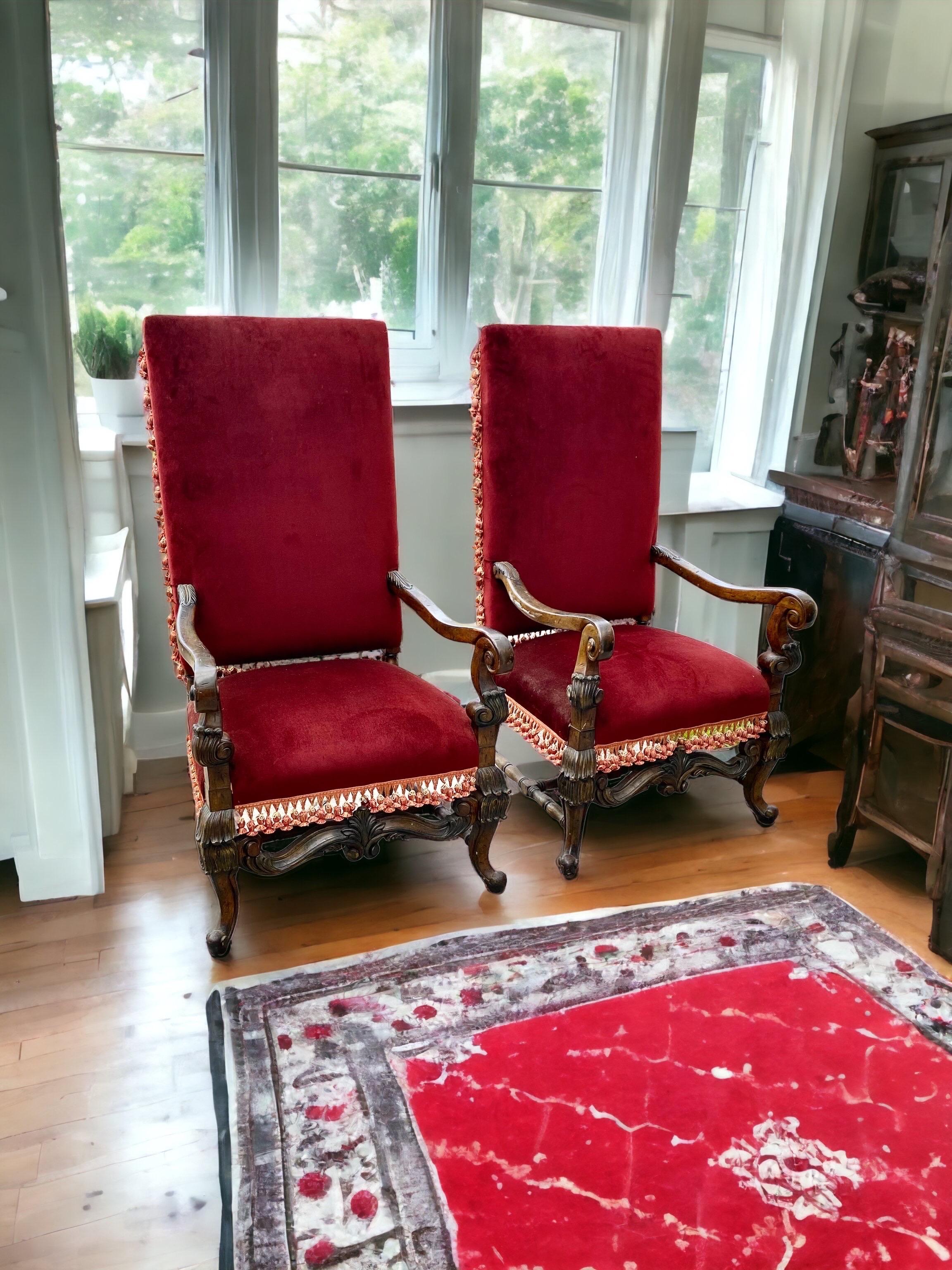 Pair of Vintage French Louis XIII Fauteuils, Armchairs For Sale 9