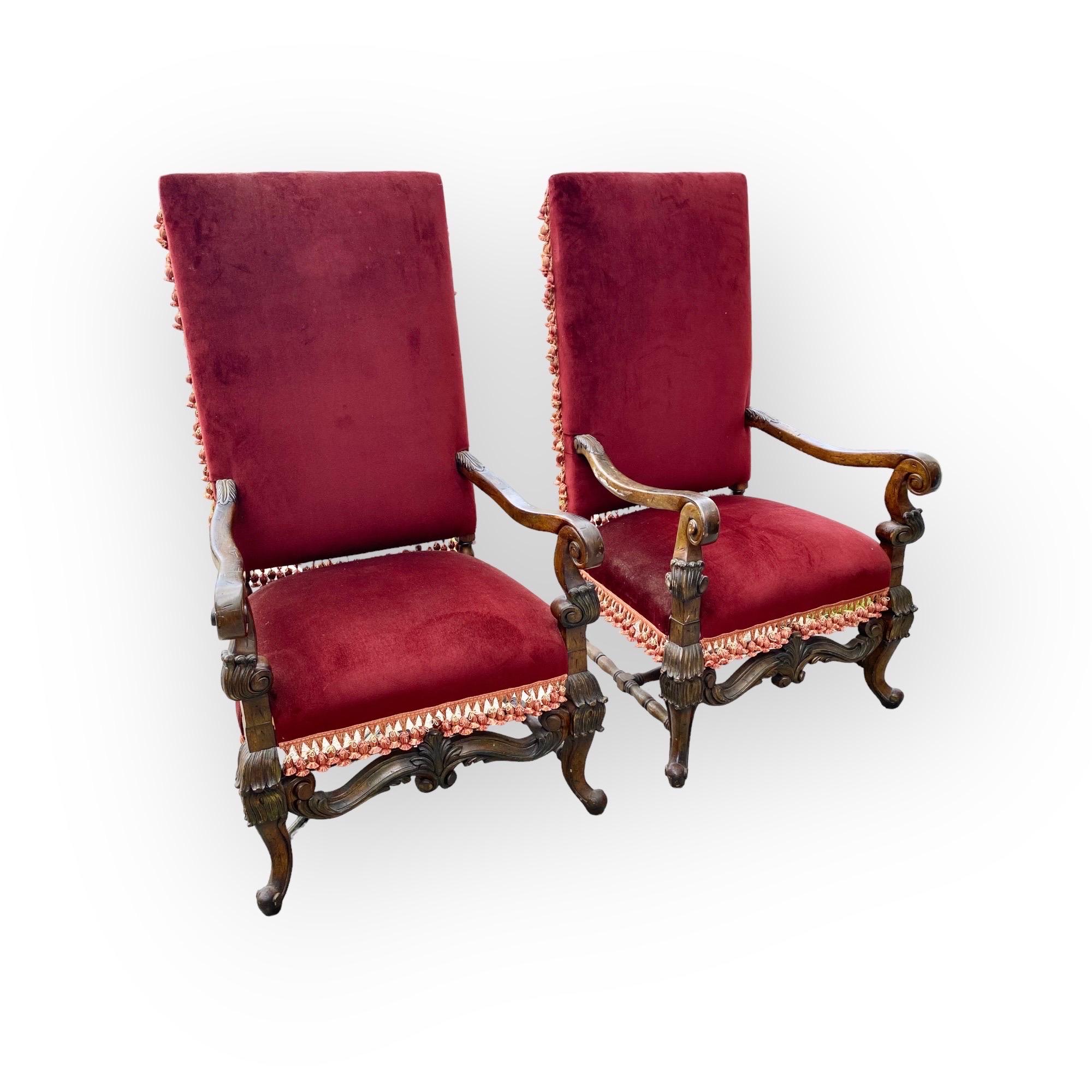Pair of Vintage French Louis XIII Fauteuils, Armchairs For Sale 10