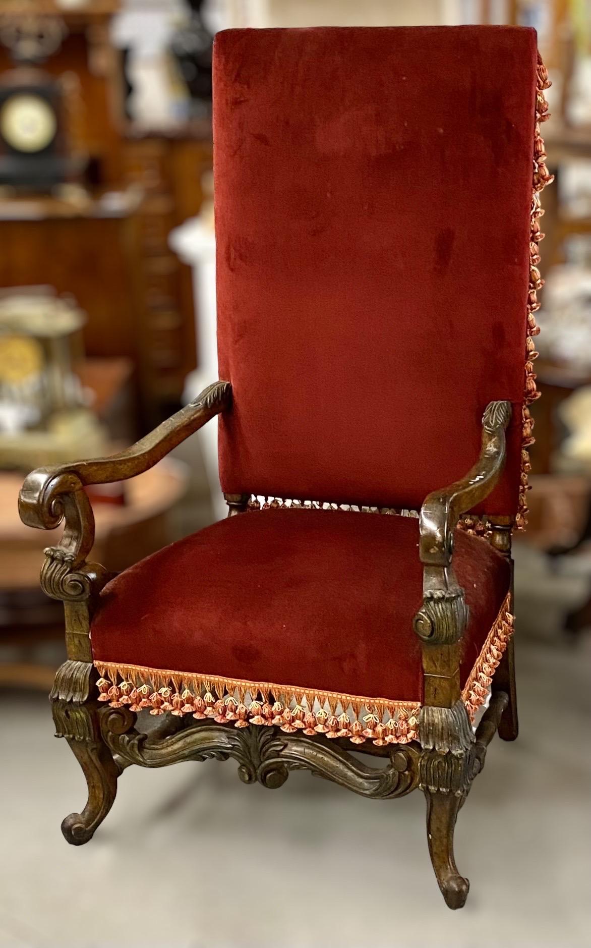 Pair of Vintage French Louis XIII Fauteuils, Armchairs For Sale 11