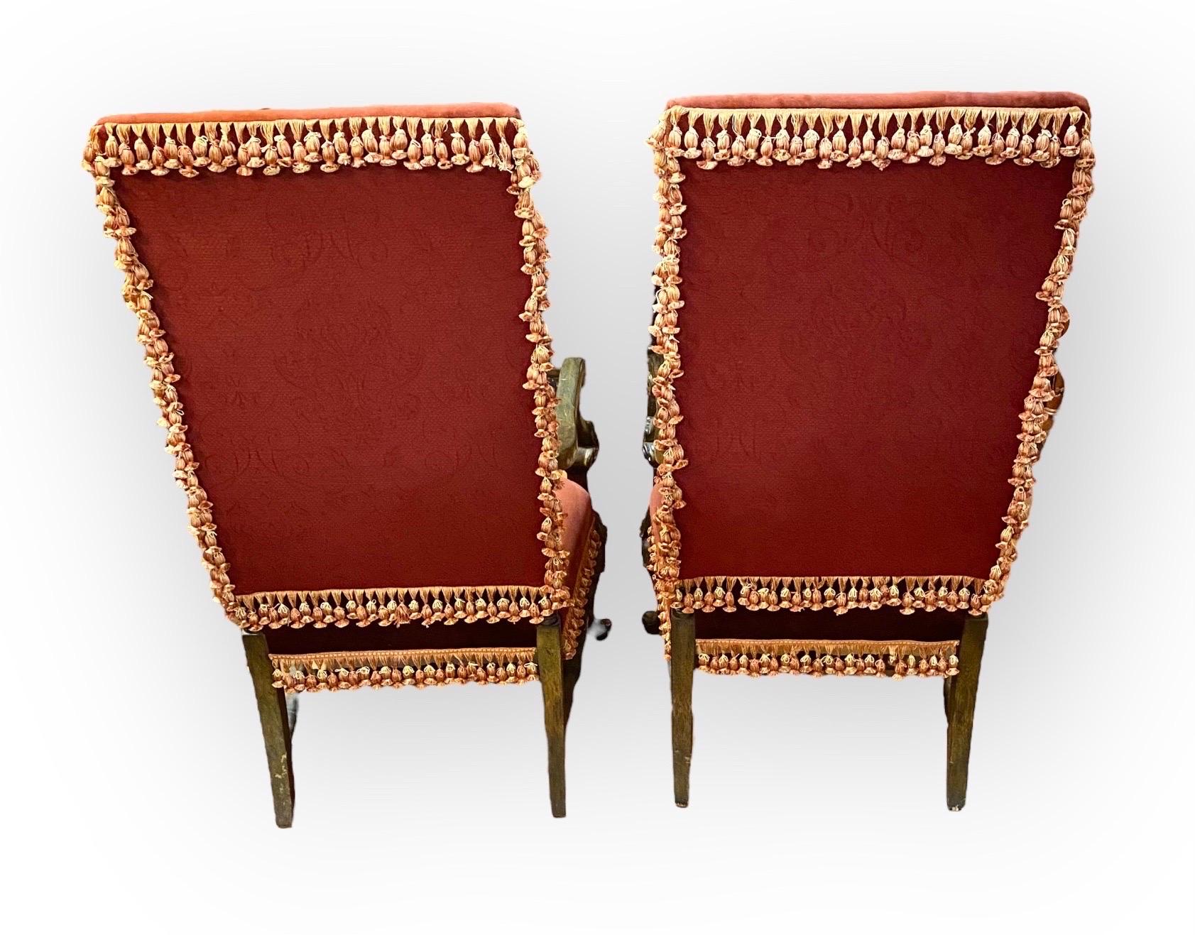 Belle Époque Pair of Vintage French Louis XIII Fauteuils, Armchairs For Sale