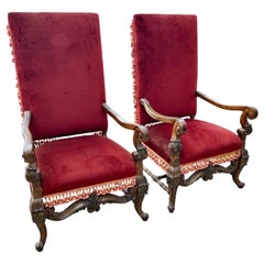 Pareja de Fauteuils franceses vintage Luis XIII, Sillones