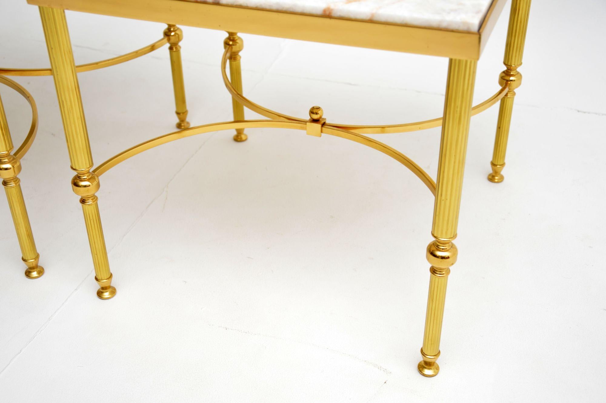 Pair of Vintage French Marble & Brass Side Tables 4