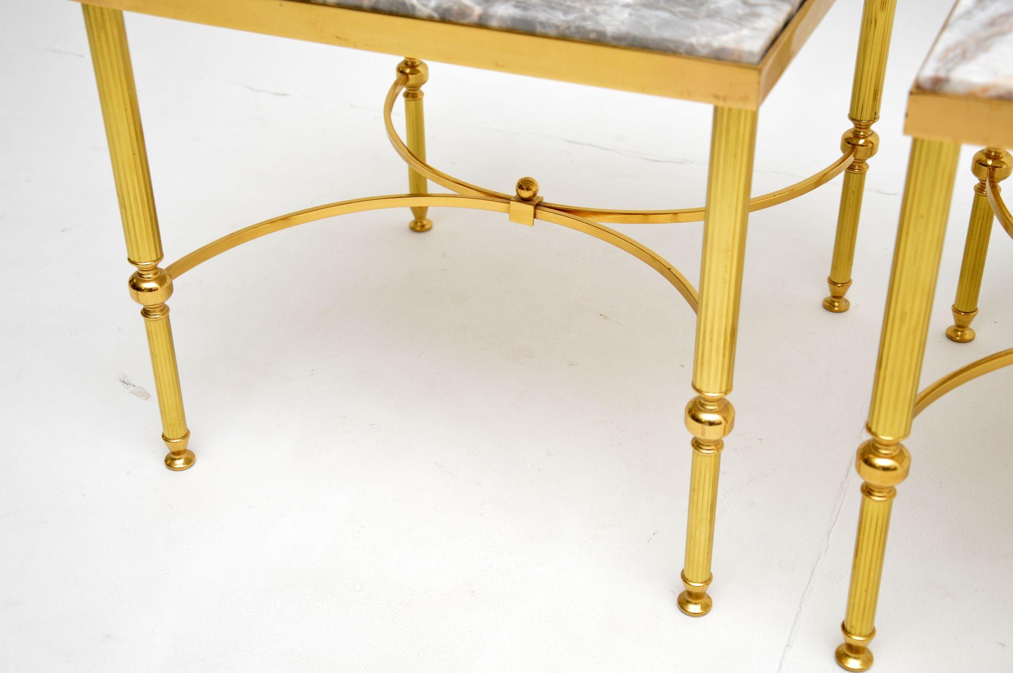 Pair of Vintage French Marble & Brass Side Tables 3