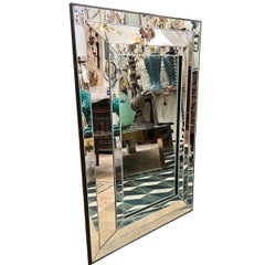 Pair of Vintage French Mirrors with Beveled Frames. Sold Individually.
