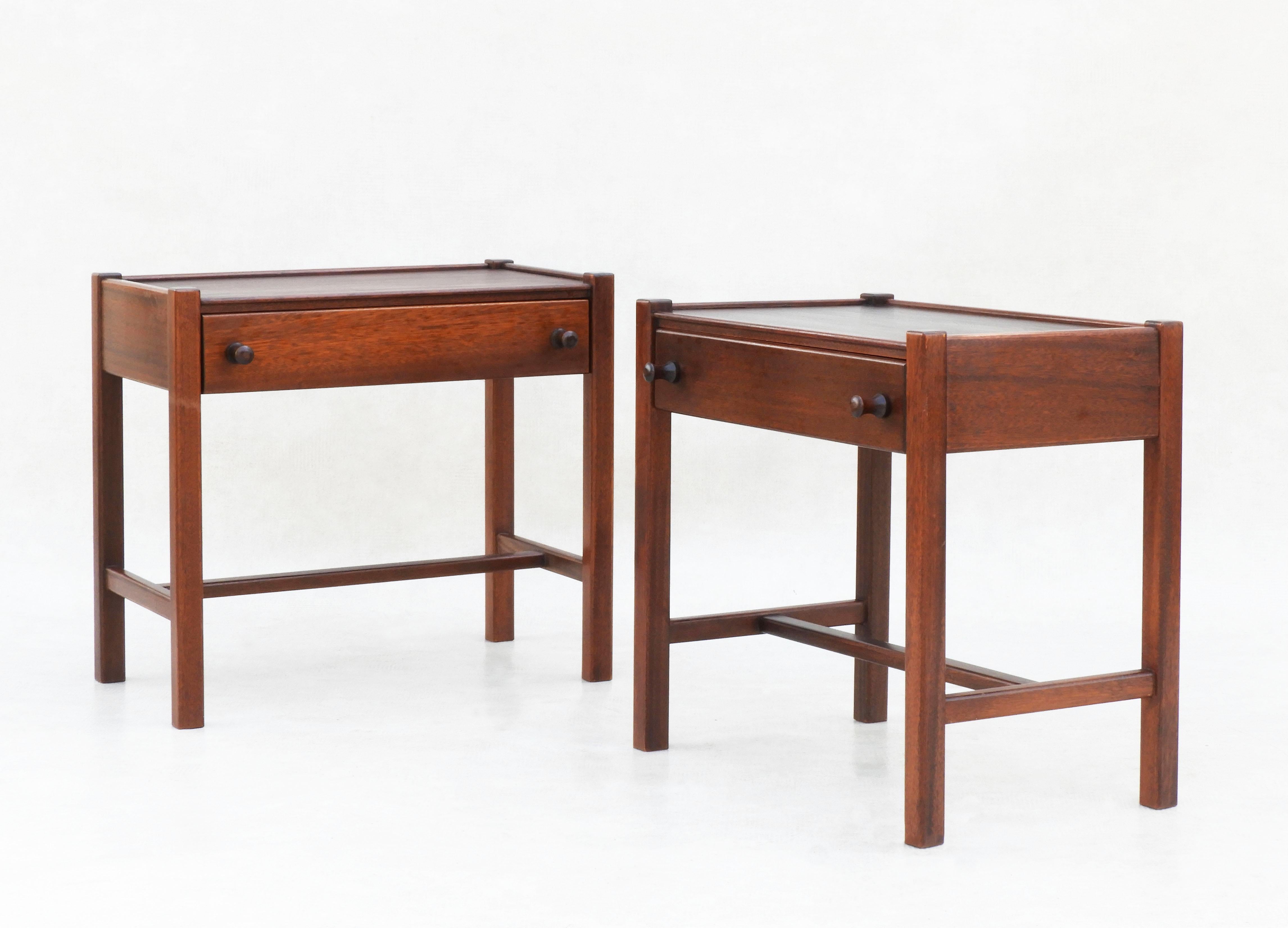 Mid-Century Modern Pair of Vintage French Nightstands or Sofa End Tables, c1970 FREE SHIPPING