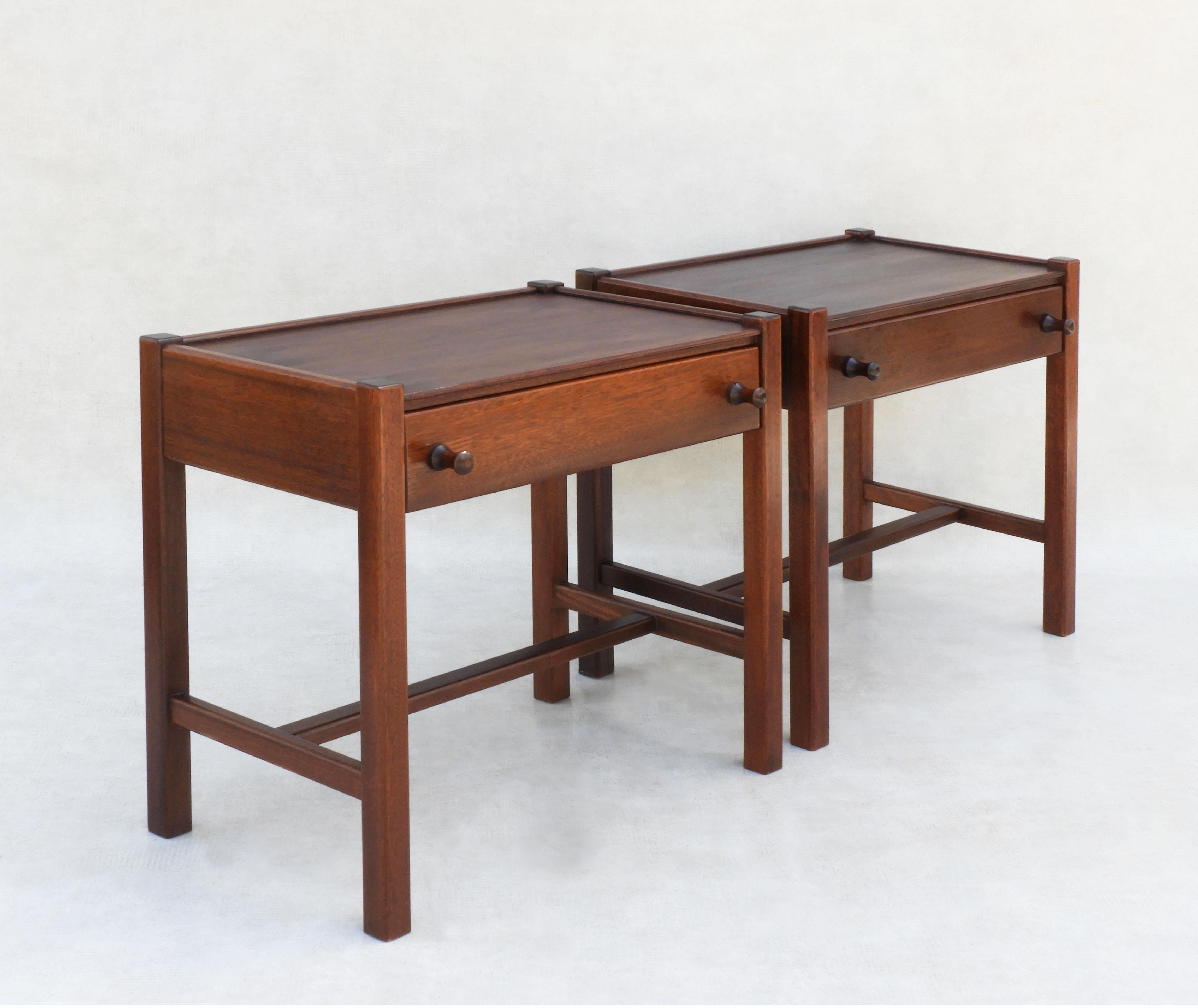 Late 20th Century Pair of Vintage French Nightstands or Sofa End Tables, c1970 FREE SHIPPING