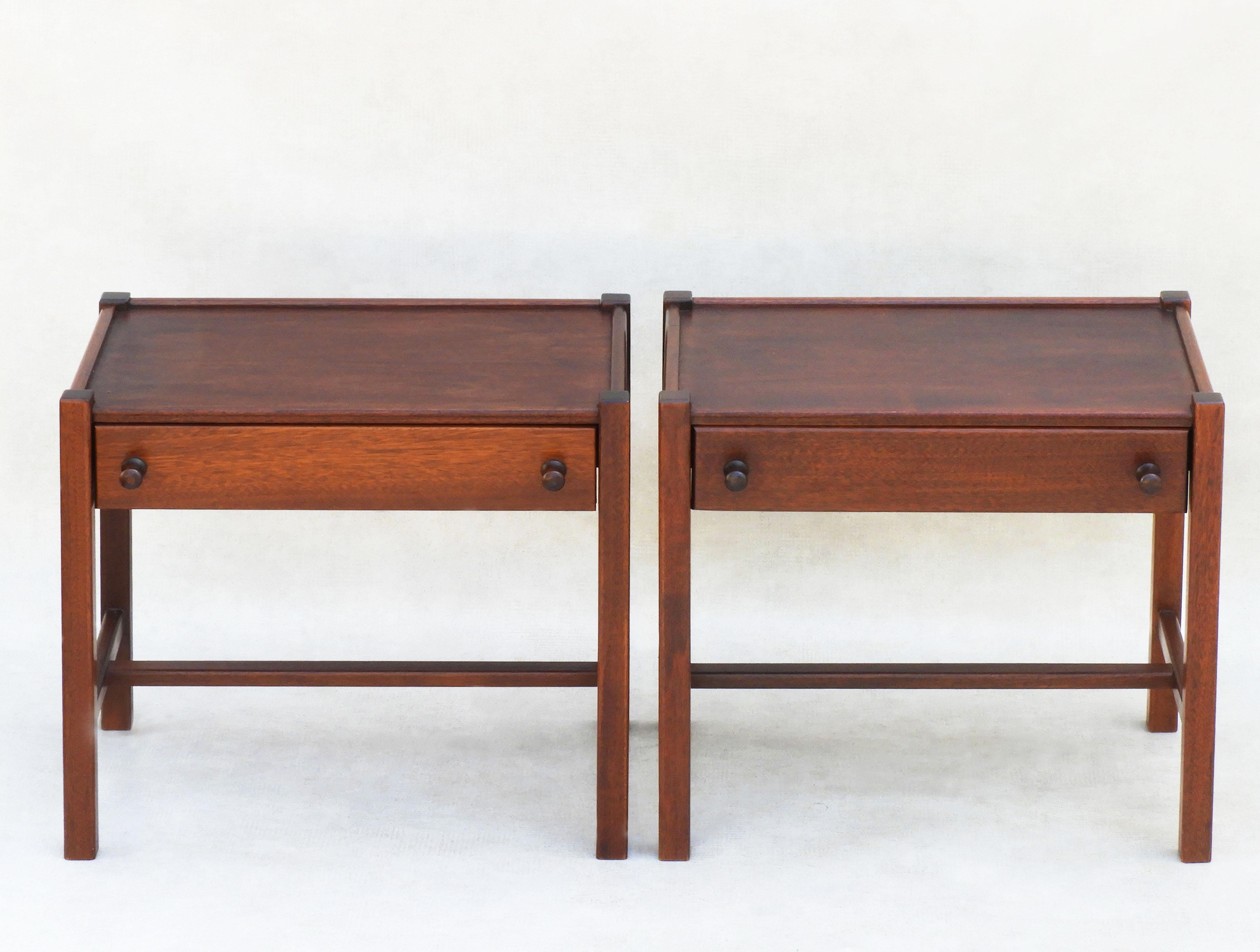 Wood Pair of Vintage French Nightstands or Sofa End Tables, c1970 FREE SHIPPING
