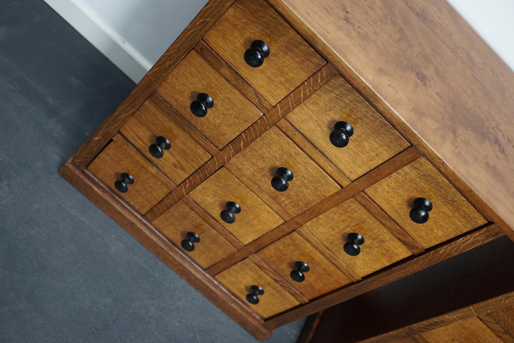 Pair of Vintage French Oak Apothecary Cabinets, 1930s For Sale 7