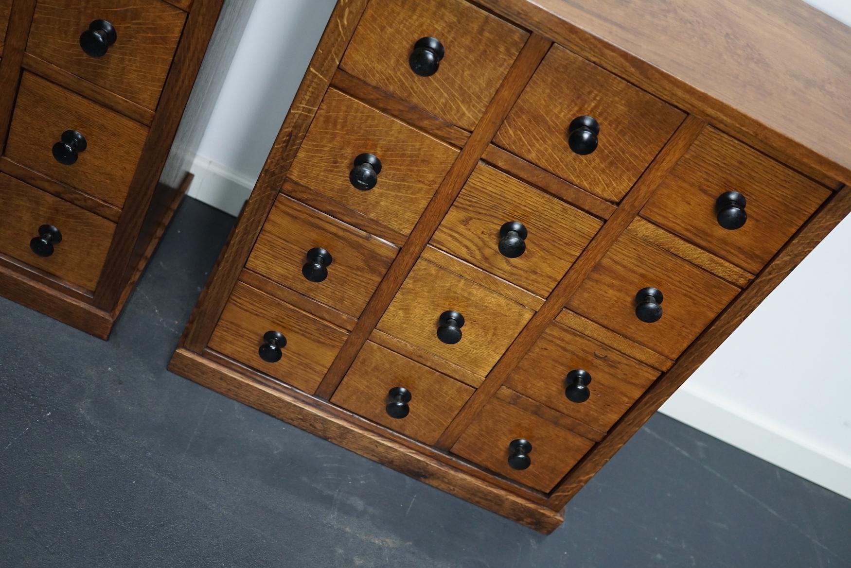 Pair of Vintage French Oak Apothecary Cabinets, 1930s In Good Condition For Sale In Nijmegen, NL