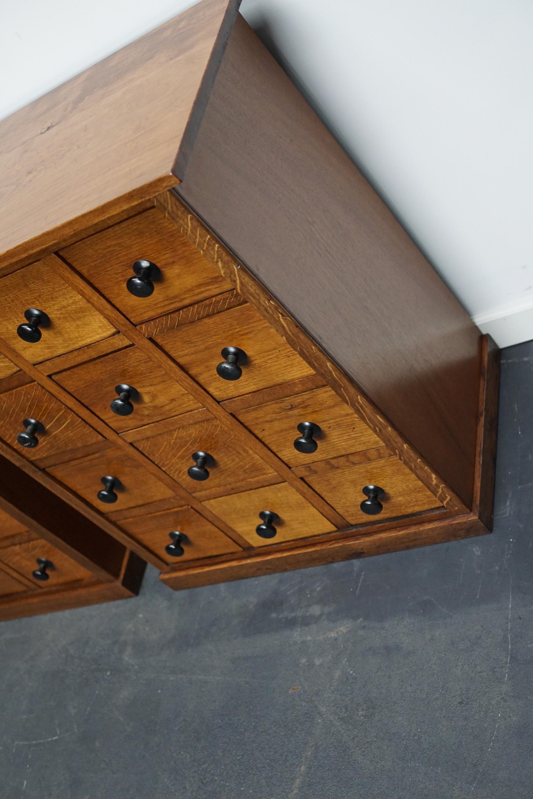 Pair of Vintage French Oak Apothecary Cabinets, 1930s For Sale 1