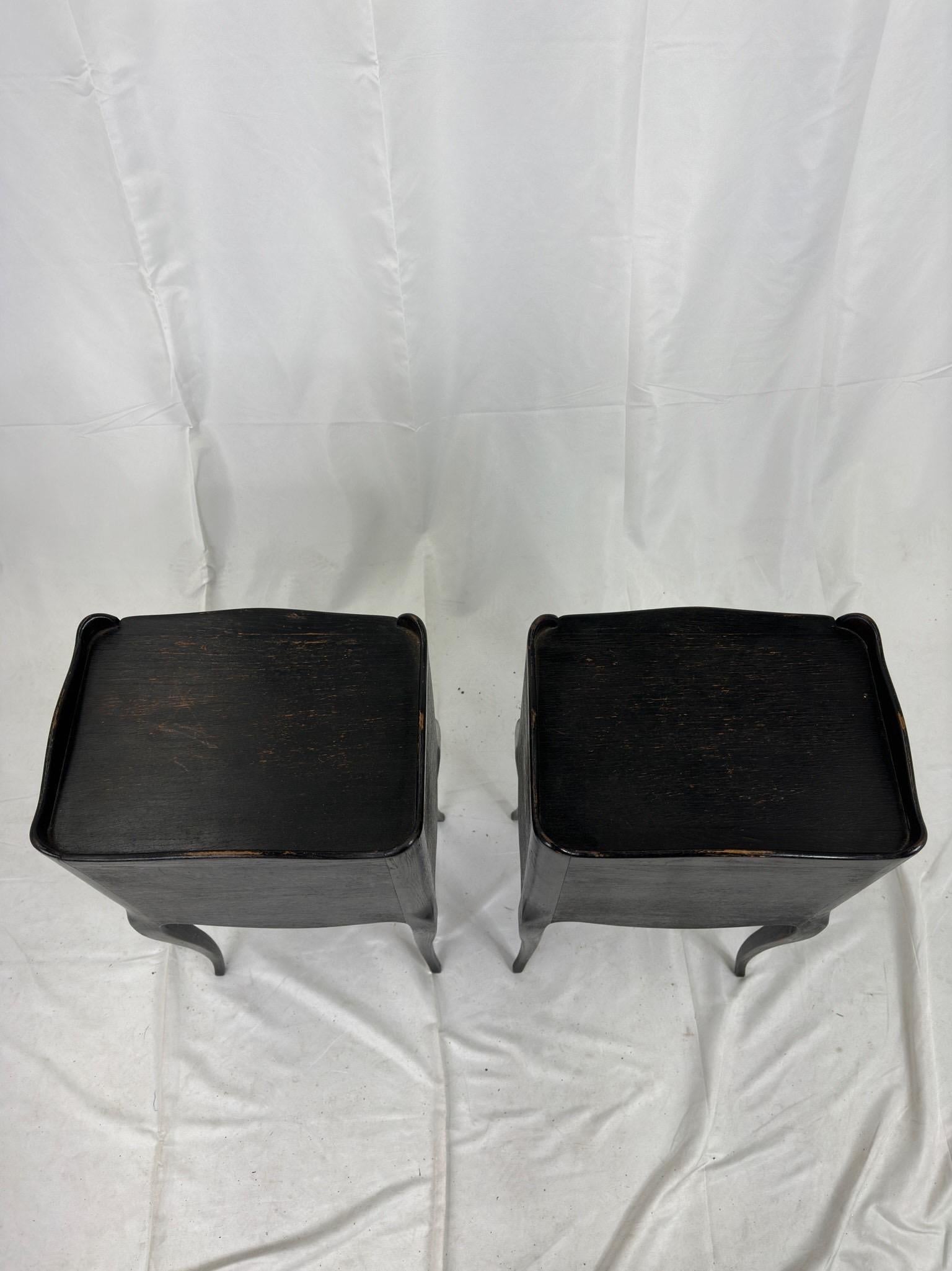 Pair of Vintage French Painted Bedside Tables 3