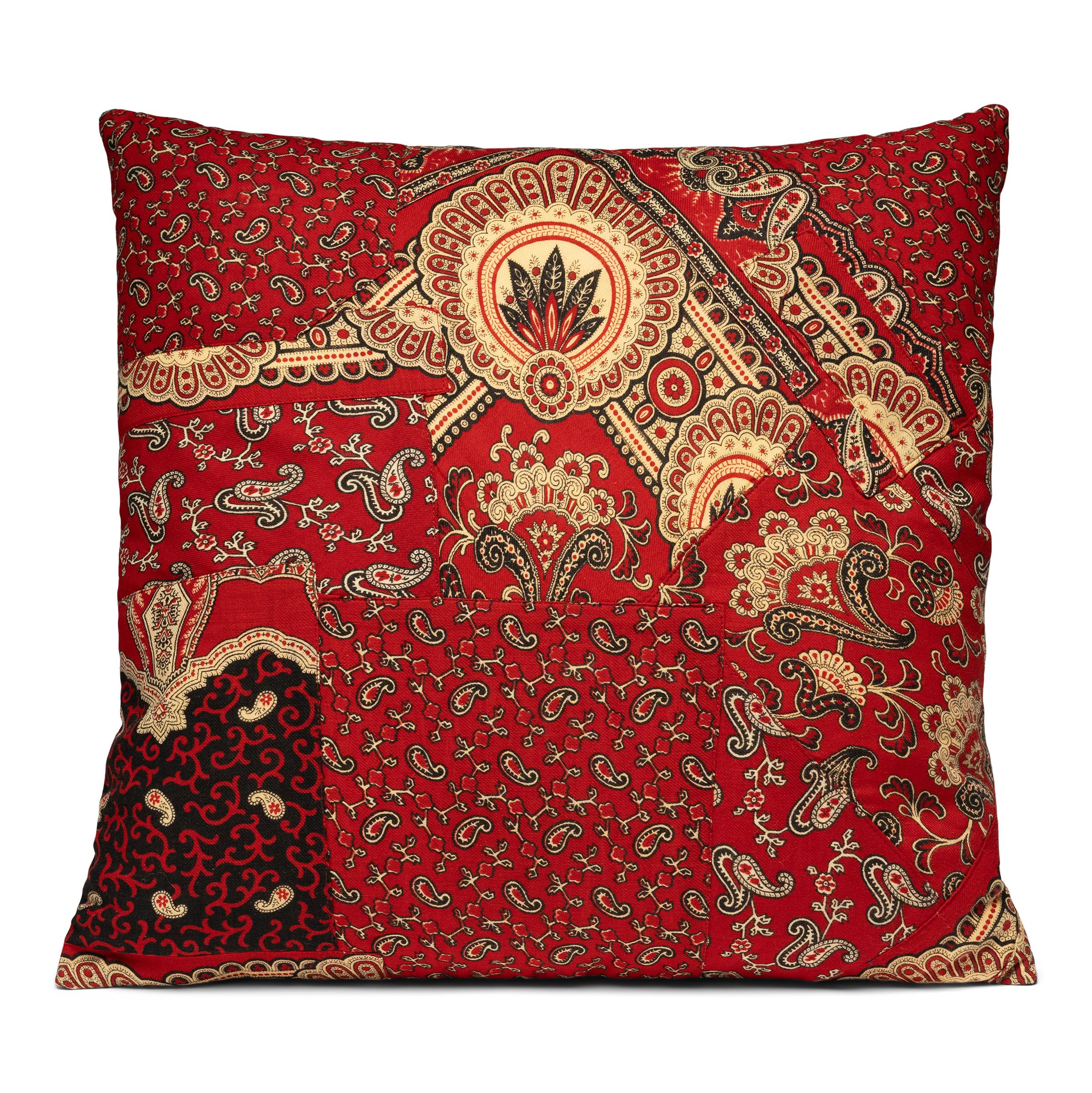 Cotone Coppia di cuscini patchwork francesi Paisley d'epoca in vendita