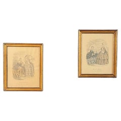 Coppia di cornici francesi d'epoca per ritratti in Wood