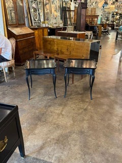 Pair of Vintage French Provincial Black Side Tables