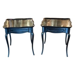 Pair of Vintage French Provincial Black Side Tables