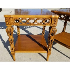 Vintage French Provincial Side End Tables Hand Carved