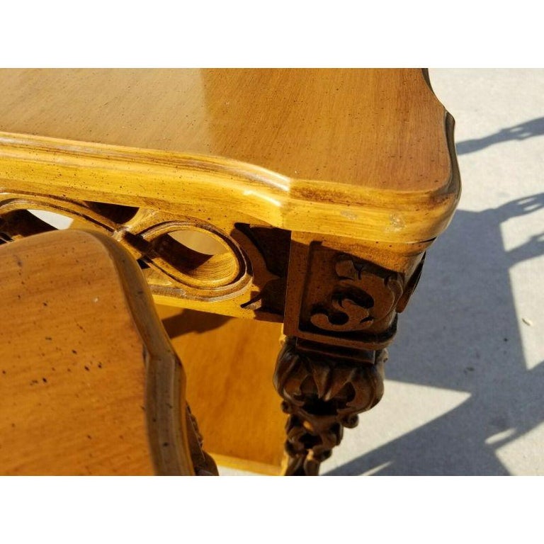 Vintage French Provincial Side End Tables Hand Carved For Sale at