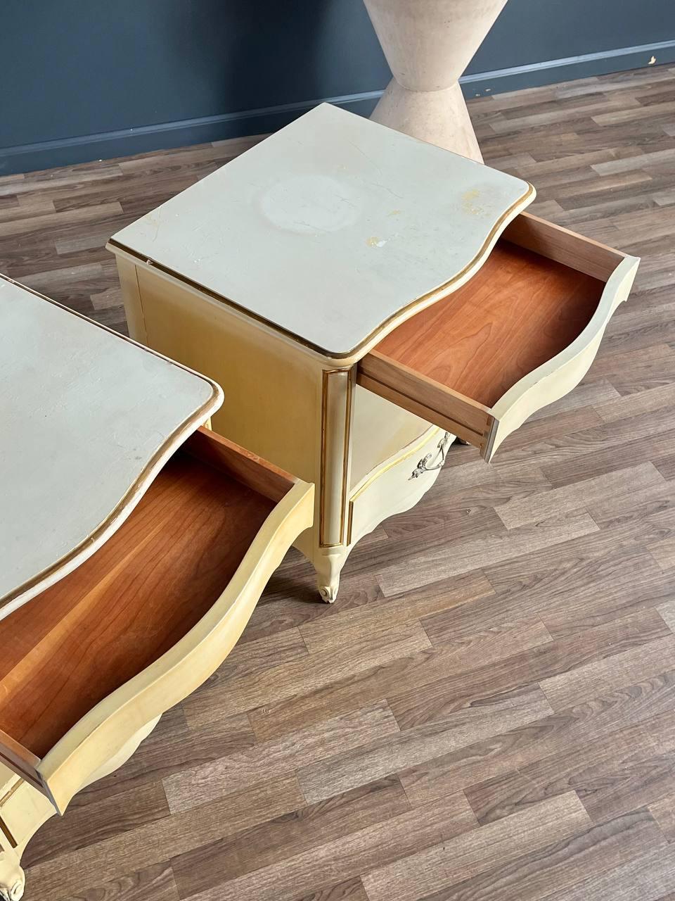 Wood Pair of Vintage French Provincial Painted Night Stands