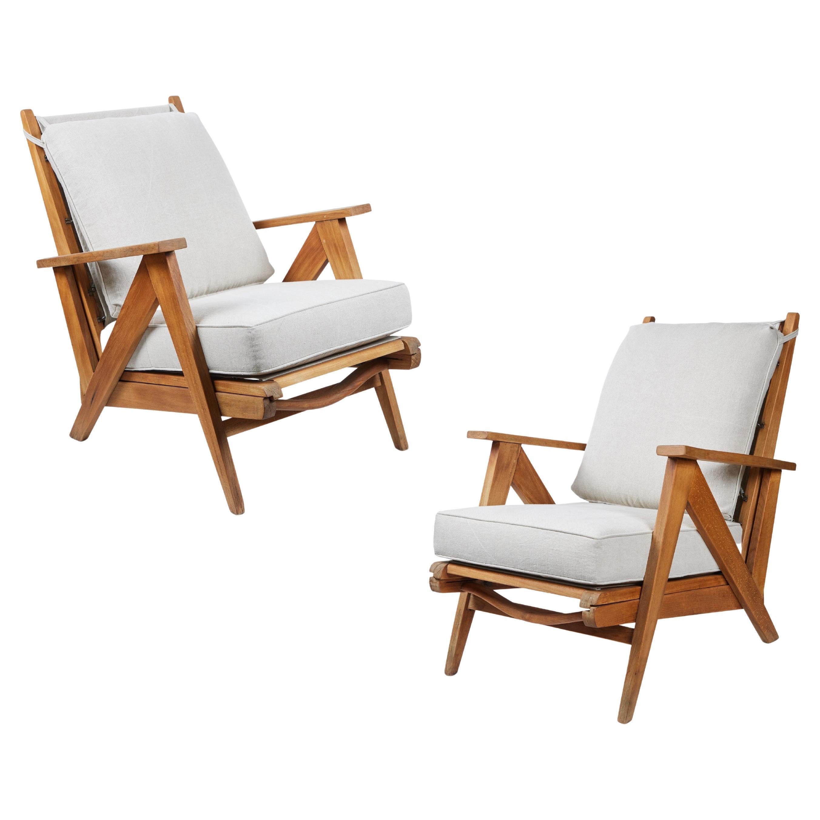 Pair of Vintage French Reclining Patio Chairs For Sale at 1stDibs