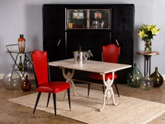 Pair of Vintage French Red Vinyl Side Chairs, 1960s