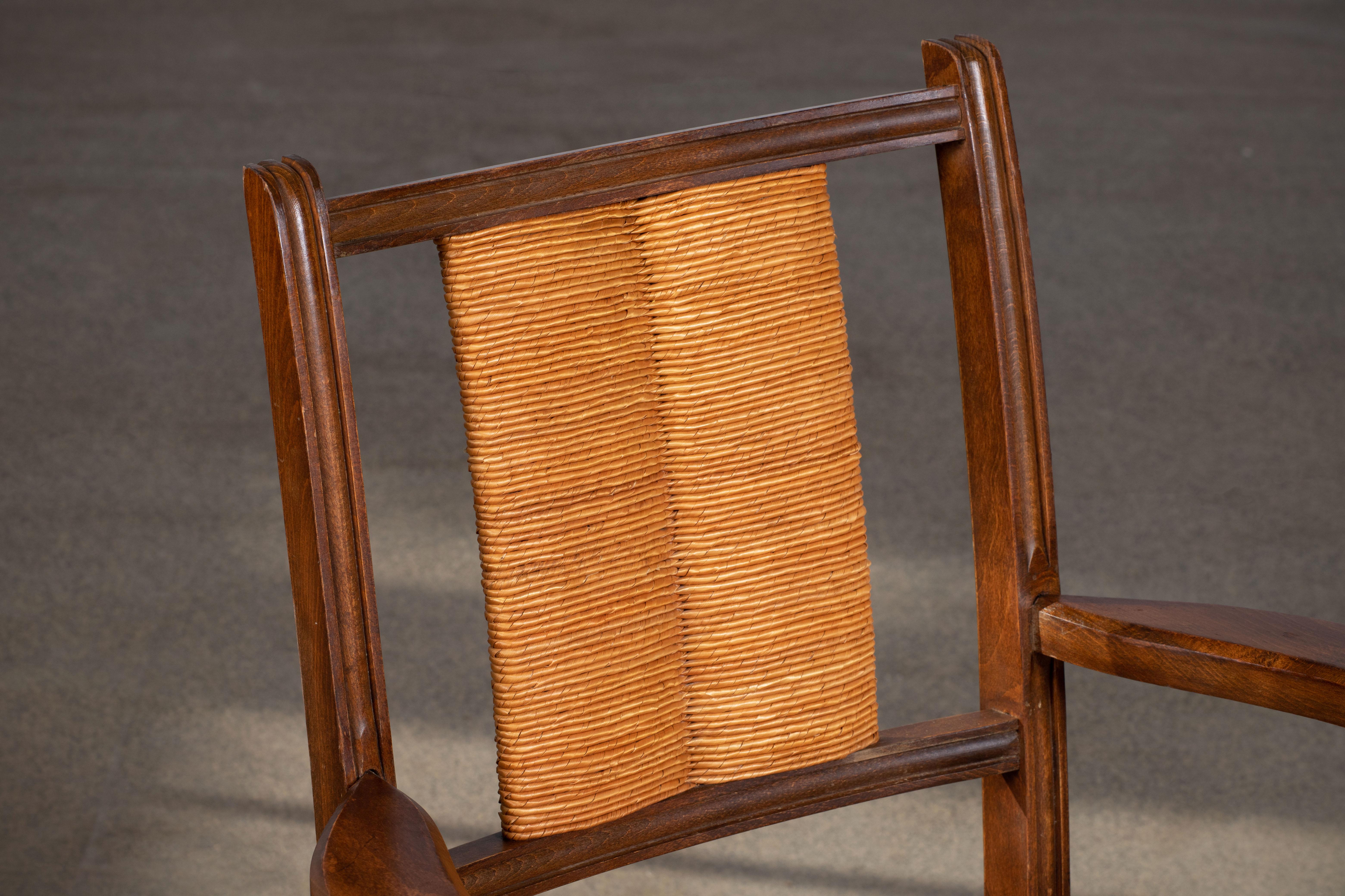 Pair of Vintage French Rush Armchairs in Style of Francis Jourdain In Good Condition For Sale In Kaštel Sućurac, Splitsko-dalmatinska županija