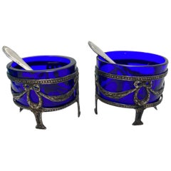 Pair of Vintage French Salt Cellar or Caviar Dishes, France 1890s