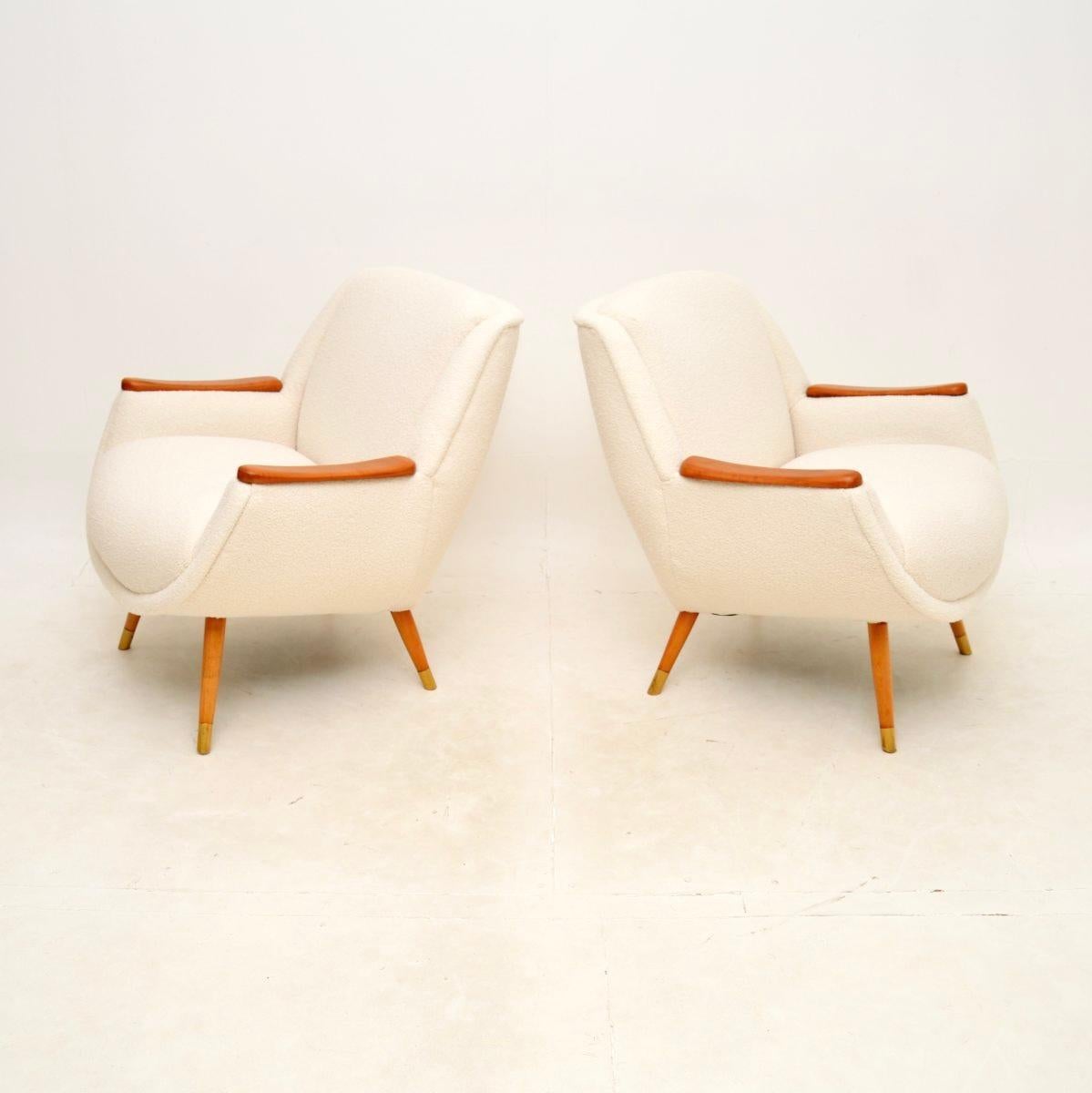 Mid-Century Modern Pair of Vintage French Satinwood Armchairs For Sale