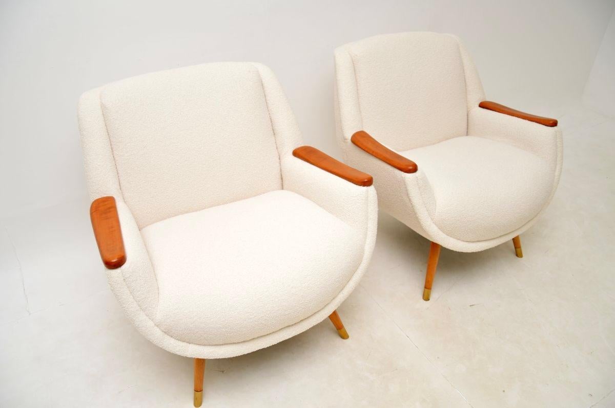 Mid-20th Century Pair of Vintage French Satinwood Armchairs For Sale