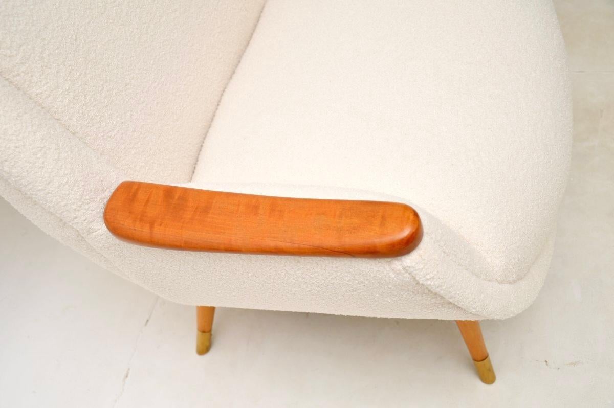 Bouclé Pair of Vintage French Satinwood Armchairs For Sale