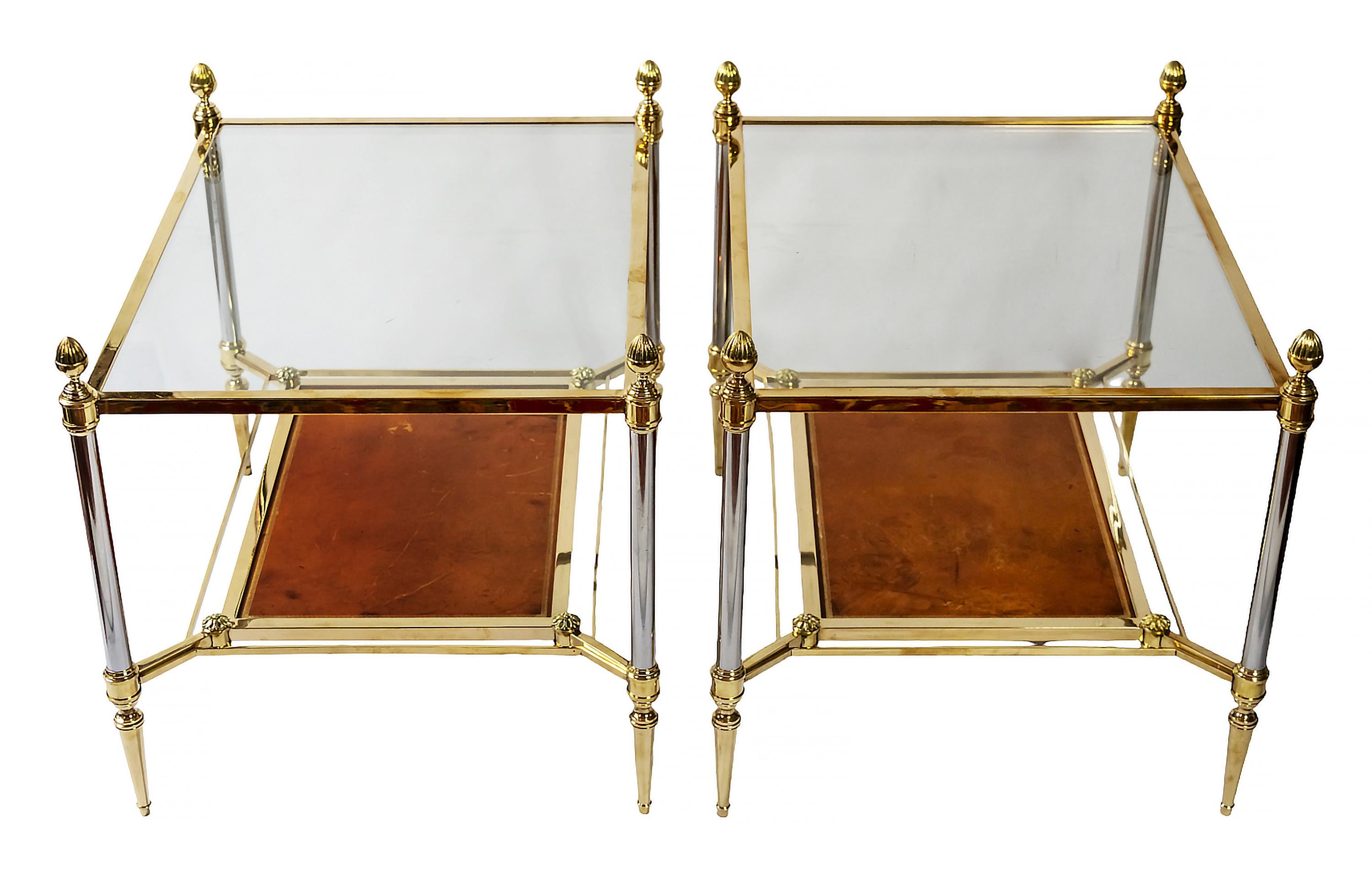Mid-Century Modern Pair of Vintage French Side Tables by Maison Jansen For Sale