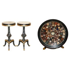 PAIR OF VINTAGE FRENCH SIDE TABLES ONE WiTH A SPECIMEN PIETRA DURA MARBLE TOP
