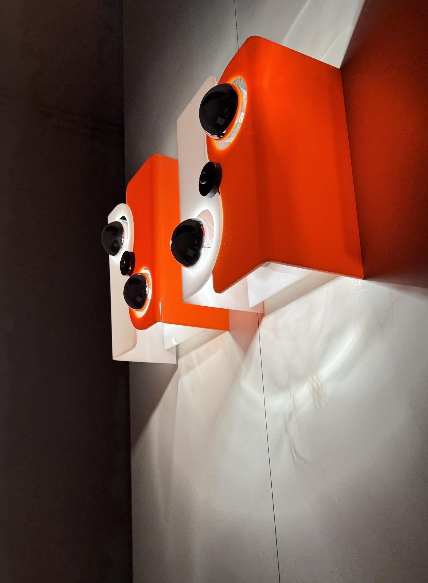 Pair of Vintage French Space Age Wall Lamps (1970s) For Sale 3