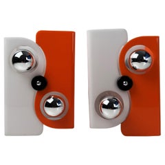 Pair of Vintage French Space Age Wall Lamps (1970s)