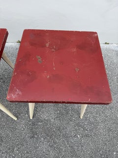 Xavier Pauchard Pair of Vintage French Square Metal Bistro Tables