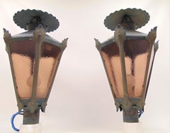 Vintage French Style Large Copper Outdoor Lanterns