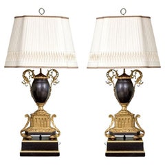 Pair Of Vintage French Style Urn Form Table Lamps