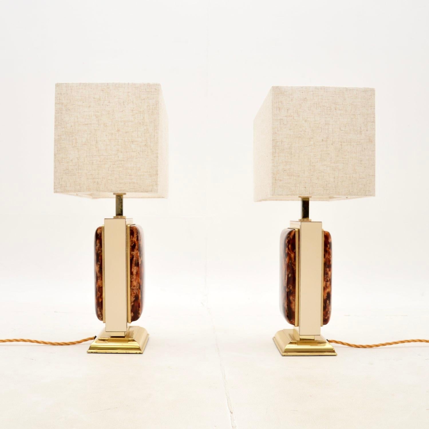 Brass Pair of Vintage French Table Lamps