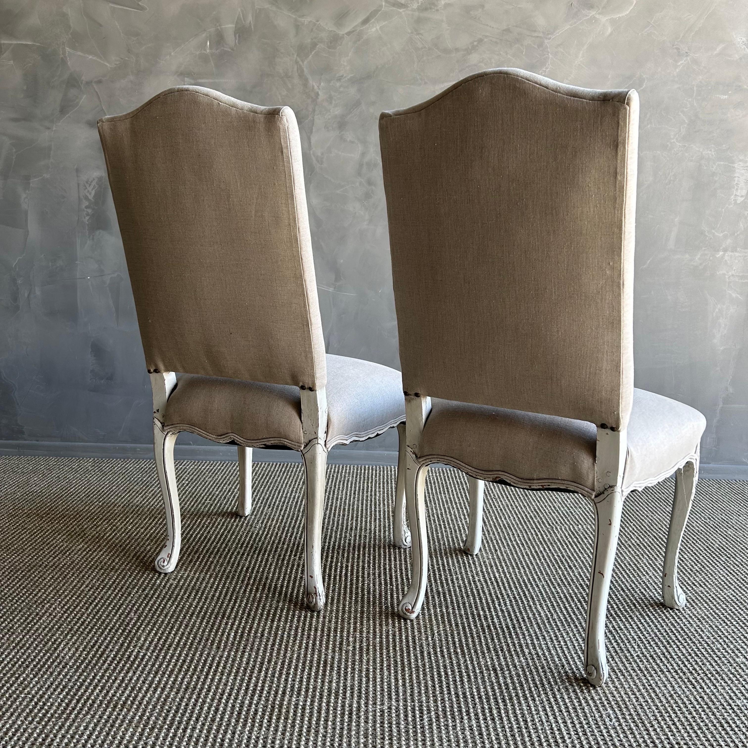 Lin Paire de chaises d'appoint françaises tapissées en vente