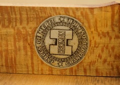 PAIR OF VINTAGE FULLY STAMPED GRAND RAPIDS MICH BROWN LEATHER SIDE LAMP TABLEs